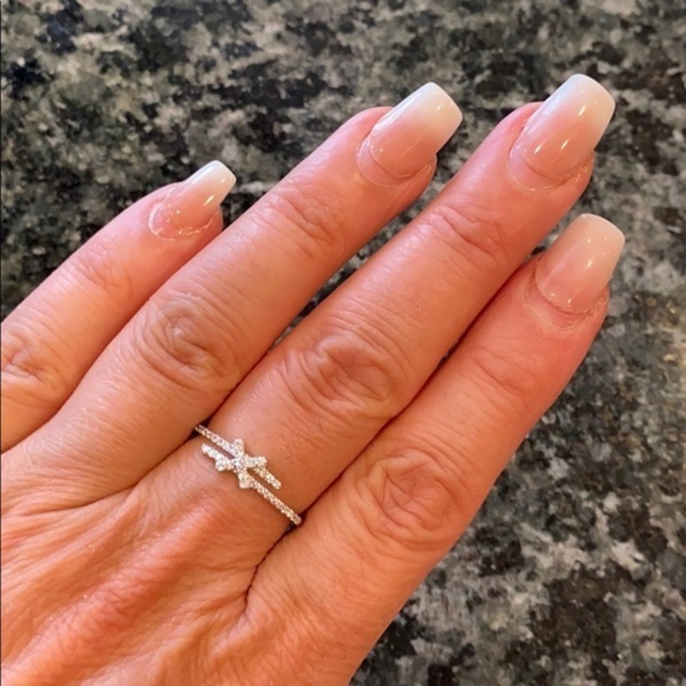 Sterling Silver X CZ Ring Band size 8